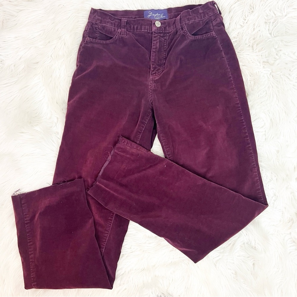 NYDJ PURPLE CORDUROY STRAIGHT LEG DIY FRAY HEM PANTS WOMENS SZ 4